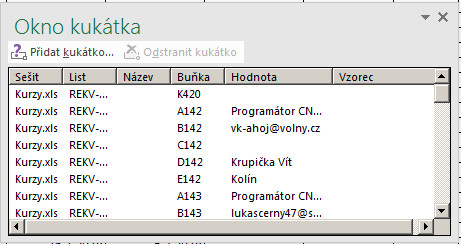 Kukátko v Microsoft Excel