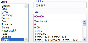 Speciální formát dat v MS Excel