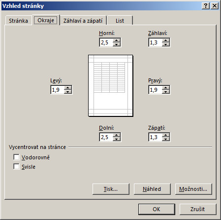 Tisk v MS Excel