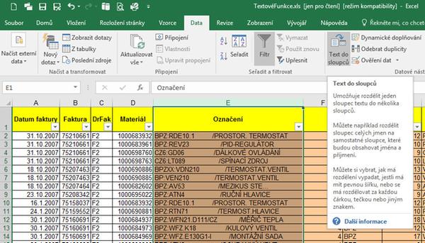 Rozdělení textu do více sloupců v MS Excel - Jubela s.r.o.