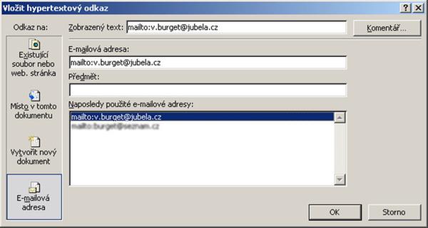 Hypertextové odkazy v MS Excel - JUBELA, s.r.o.
