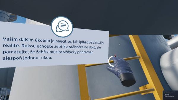 VR simulace bezpečného lezení po žebříku